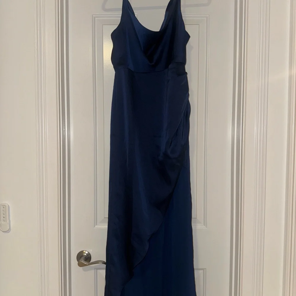 REVOLVE Navy Blue Satin Dress - Picture 2 of 7